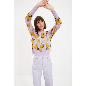 Trendyol Lilac Lemon Jacquard Knitwear Sweater vyobraziť