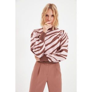Trendyol Dried Rose Animal Jacquard Knitwear Sweater vyobraziť
