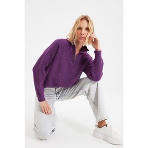 Trendyol Light Purple Zippered Knitwear Sweater vyobraziť