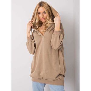 Light brown ladies' sweatshirt with a hood vyobraziť