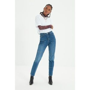 Trendyol Blue Stitch Detail High Waist Bootcut Jeans vyobraziť