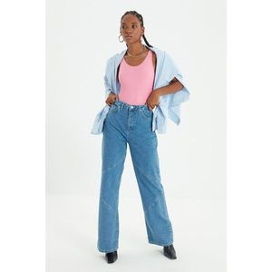 Trendyol Blue Stitch Detail High Waist Wide Leg Jeans vyobraziť
