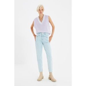 Trendyol Light Blue Stitching Detailed High Waist Mom Jeans vyobraziť