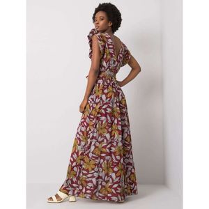 Burgundy patterned maxi dress vyobraziť