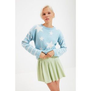 Trendyol Indigo Jacquard Crew Neck Knitwear Pullover Sweater vyobraziť