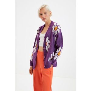 Trendyol Purple Jacquard Knitwear Cardigan vyobraziť