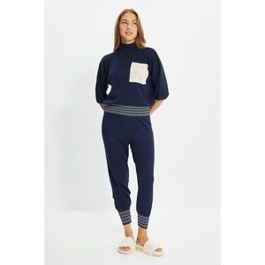 Trendyol Navy Blue Line And Pocket Detailed Knitwear Bottom-Top Set vyobraziť