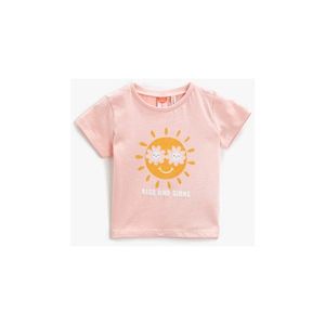 Koton Baby Girl Pink Printed Short Sleeve Cotton Tshirt vyobraziť