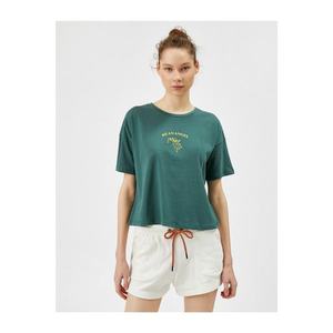 Koton Women's Green Printed T-Shirt Cotton vyobraziť