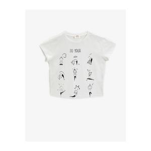 Koton Girl Ecru Crew Neck T-Shirt vyobraziť