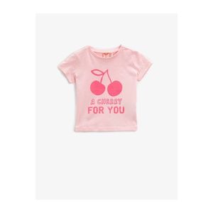 Koton Baby Girl Pink Short Sleeve Printed Cotton T-Shirt vyobraziť