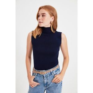 Trendyol Navy Blue Sleeveless Turtleneck Knitwear Blouse vyobraziť