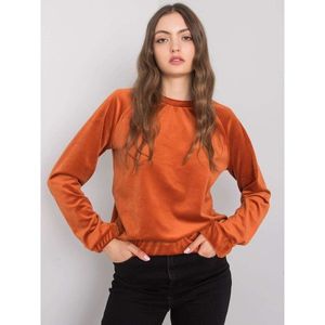 RUE PARIS Dark orange velor sweatshirt vyobraziť