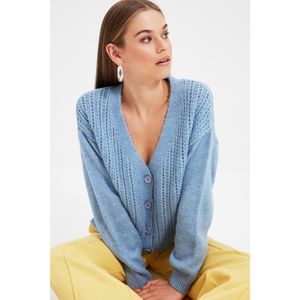 Trendyol Blue Knitted Detailed Knitwear Cardigan vyobraziť