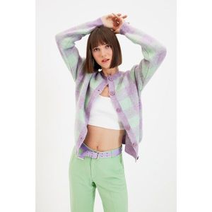 Trendyol Lilac Jacquard Button Detailed Knitwear Cardigan vyobraziť