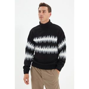 Trendyol Black Men Regular Fit Turtleneck Jacquard Sweater vyobraziť