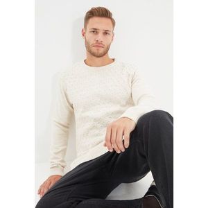 Trendyol Beige Men's Slim Fit Crew Neck Textured Knitwear Sweater vyobraziť