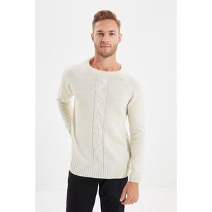 Trendyol White Men's Slim Fit Crew Neck Hair Knit Knitwear Sweater vyobraziť