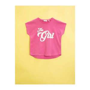 Koton Girl's Pink Printed Short Sleeve Crew Neck Cotton T-Shirt vyobraziť