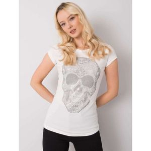 Ecru women's t-shirt with a skull vyobraziť