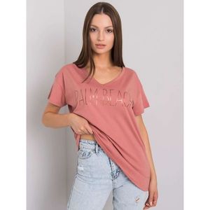 Dusty pink T-shirt with a V-neck vyobraziť