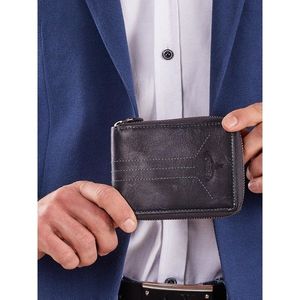Men's wallet with a zipper, dark blue vyobraziť