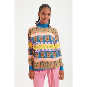 Trendyol Multicolored Jacquard Stand Collar Knitwear Sweater vyobraziť