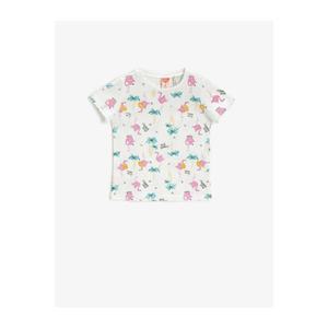 Koton Girl's Ecru Printed T-Shirt Crew Neck Cotton vyobraziť
