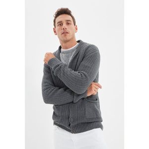 Trendyol Gray Men's Shawl Collar Slim Fit Knitwear Cardigan vyobraziť