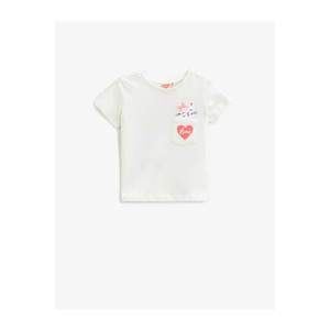 Koton Baby Girl Ecru Cotton Ribbon Printed T-Shirt vyobraziť