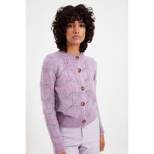 Trendyol Lilac Glitter Yarn Detailed Knitwear Cardigan vyobraziť