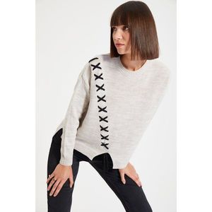 Trendyol Stone Lace Detailed Knitwear Sweater vyobraziť
