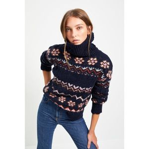 Trendyol Navy Blue Jacquard Turtleneck Knitwear Sweater vyobraziť
