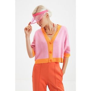 Trendyol Pink Crop Knitwear Cardigan vyobraziť