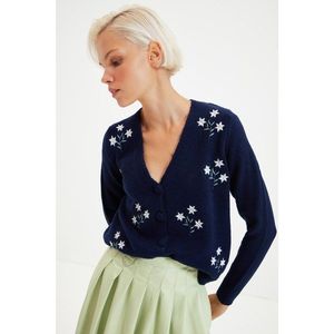 Trendyol Navy Blue Embroidered Knitwear Cardigan vyobraziť