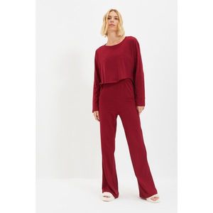 Trendyol Claret Red Knitted Pajamas Set vyobraziť