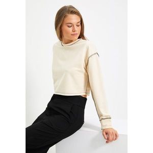 Trendyol Beige Bedspread Stitched Crop Knitted Slim Sweatshirt vyobraziť