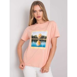 Women's salmon t-shirt with a print vyobraziť