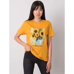 Mustard women's printed t-shirt vyobraziť