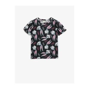 Koton Girl's Gray Bugs Bunny Short Sleeve Crew Neck Licensed Printed T-Shirt vyobraziť