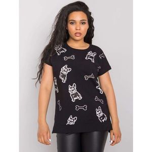 Women's black blouse with a print and an application vyobraziť