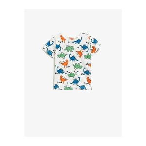 Koton Baby Boy Ecru Printed Cotton Crew Neck Short Sleeved T-Shirt vyobraziť