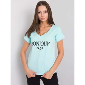 Women's mint t-shirt with print vyobraziť