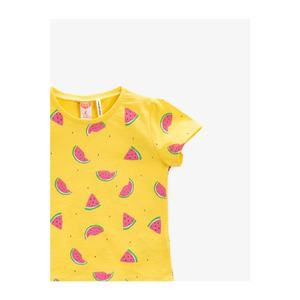 Koton Baby Girl Yellow Printed Cotton Short Sleeve Crew Neck Tshirt vyobraziť
