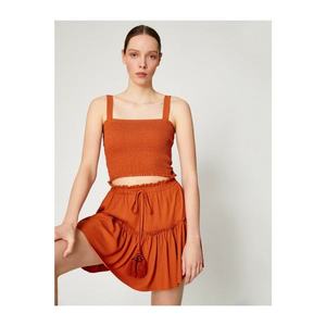 Koton Women's Brown Tassel Detailed Mini Skirt vyobraziť