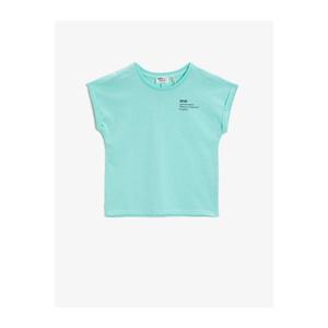 Koton Girl's Green Crew Neck Short Sleeve Cotton T-Shirt vyobraziť