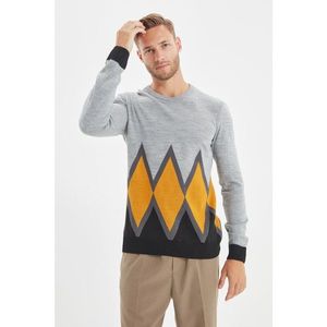 Trendyol Gray Men's Crew Neck Slim Fit Knitwear Sweater vyobraziť