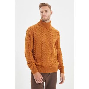 Trendyol Camel Men Slim Fit Turtleneck Hair Knit Knitwear Sweater vyobraziť