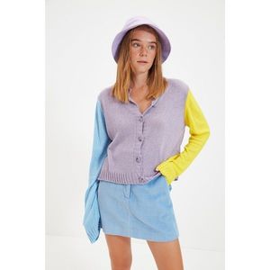 Trendyol Lilac Color Block Knitwear Cardigan vyobraziť