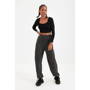 Trendyol Anthracite Rib Detailed Loose Jogger Knitted Sweatpants vyobraziť